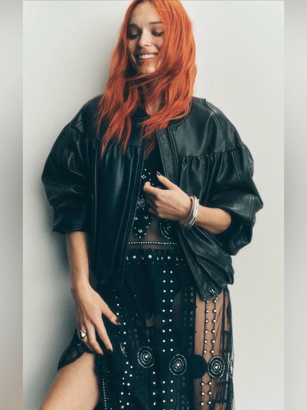 ✨ Anthropologie Faux Leather Crop Bubble Bomber Jacket Sz M - Picture 2 of 9